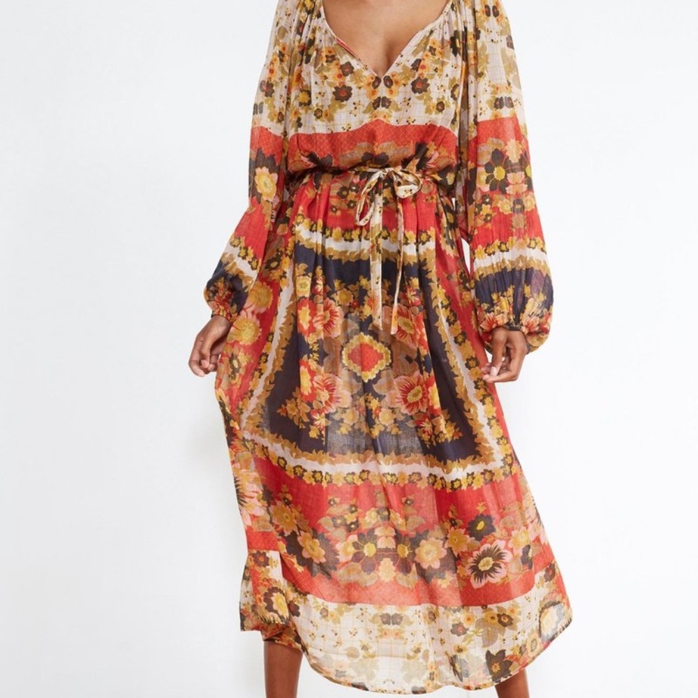 MES DEMOISELLES Matrioshka Printed Cotton-voile Midi Dress In Floral Combo Sz 0